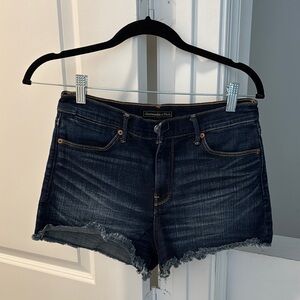 Abercrombie & Fitch Blue Jean Shorts with Frayed Hem